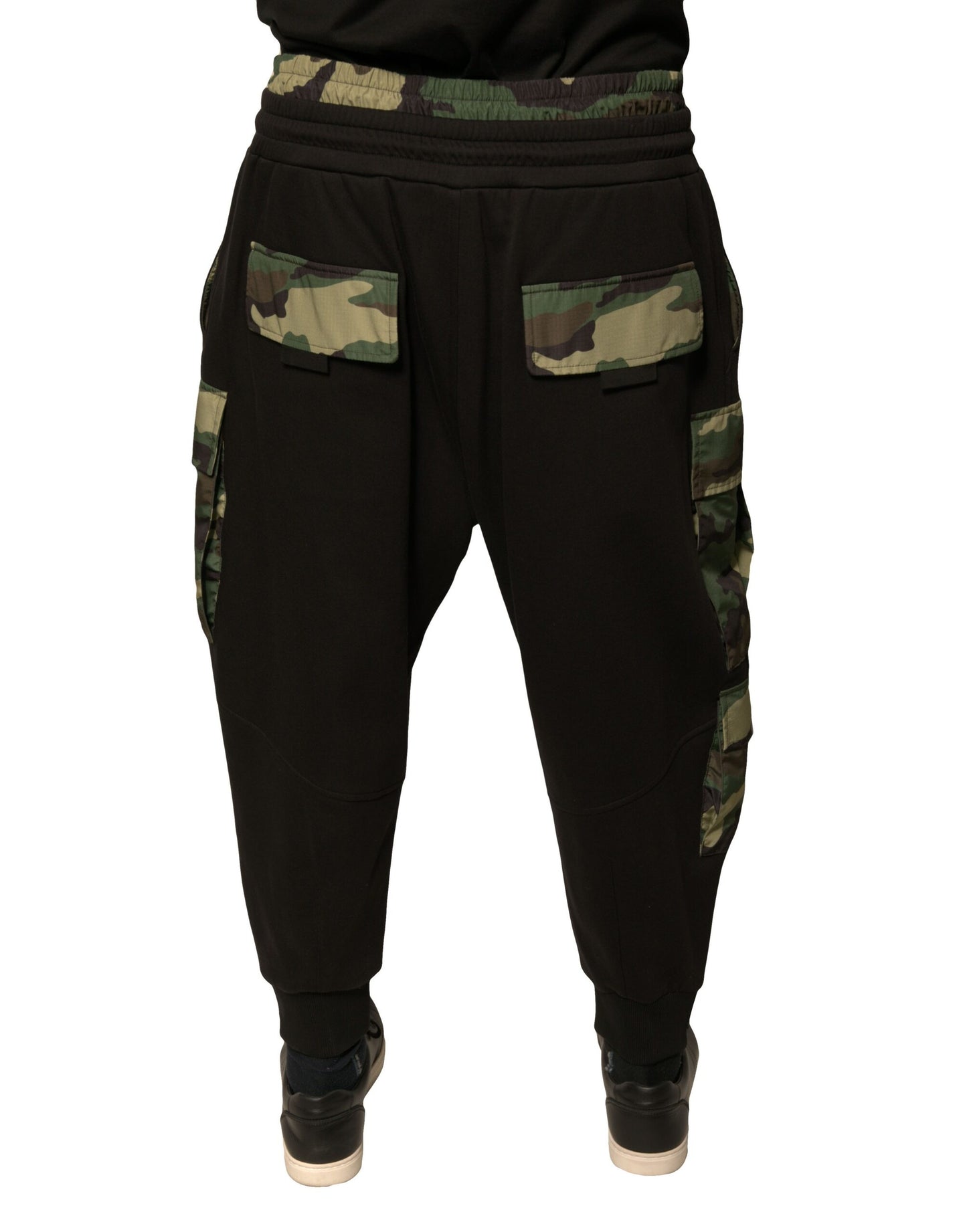 Pantaloni cargo Dolce & Gabbana negri din bumbac camuflaj