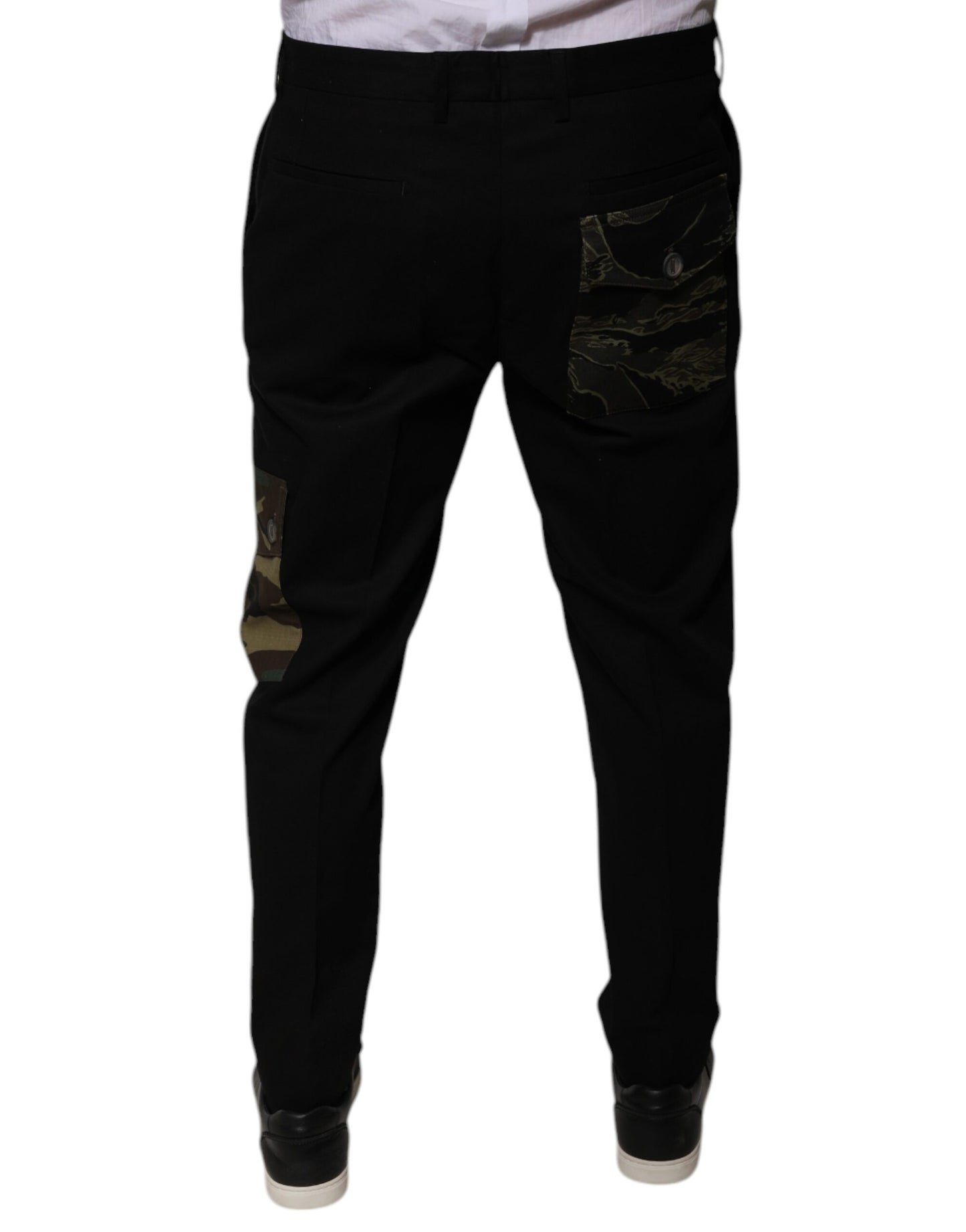 Dolce & Gabbana Pantaloni cargo casual negri din bumbac pentru bărbați