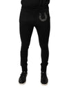 Dolce & Gabbana Black Horseshoe Embellished Wool Slim Fit Pants