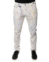 Blugi skinny Dolce & Gabbana cu imprimeu colorat alb