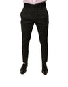 Pantaloni eleganți skinny Dolce & Gabbana negri din brocart din poliester pentru bărbați