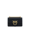 PINKO Black Calf Leather Bos Taurus Shoulder Bag