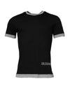 Dolce & Gabbana Tricou negru cu logo din bumbac și guler rotund pentru bărbați