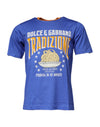 Tricou Dolce & Gabbana albastru cu imprimeu grafic și guler rotund din bumbac