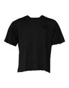 Tricou Dolce & Gabbana negru cu guler rotund din bumbac și logo DG