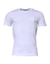 Tricou Dolce & Gabbana cu guler rotund din bumbac și placă albă cu logo
