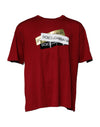 Tricou Dolce & Gabbana cu guler rotund din bumbac și bandă roșie cu logo