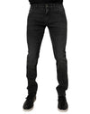Blugi skinny Dolce & Gabbana negri din bumbac elastic pentru bărbați
