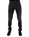 Blugi skinny Dolce & Gabbana negri din bumbac elastic pentru bărbați