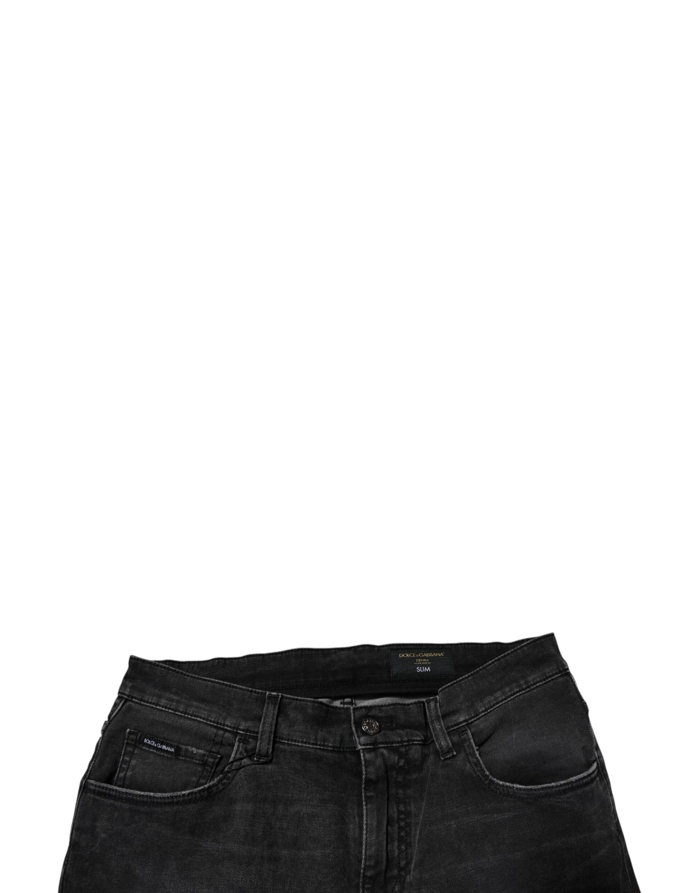 Blugi skinny Dolce & Gabbana negri din bumbac elastic pentru bărbați