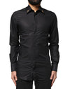 Dolce & Gabbana Black GOLD Cross Embellished Men Dress Shirt