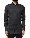 Dolce & Gabbana Black GOLD Patterned Cotton Men Dress Shirt