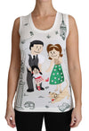 Dolce & Gabbana White Cotton #dgfamily Sleeveless Shirt Tank Top
