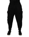 Dolce & Gabbana Pantaloni de trening cargo jogger din bumbac negru pentru bărbați