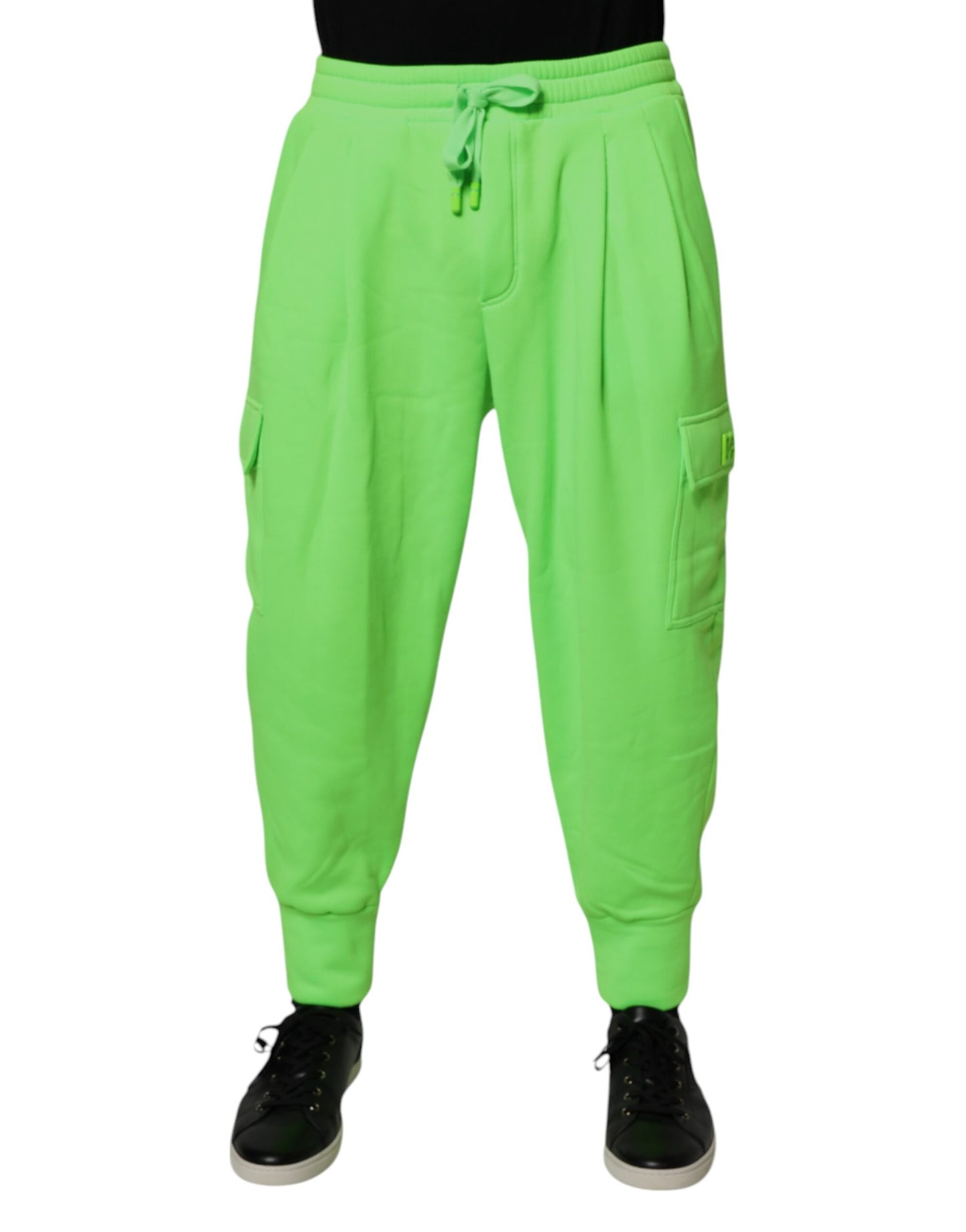 Dolce & Gabbana Pantaloni de trening cargo verde neon pentru bărbați