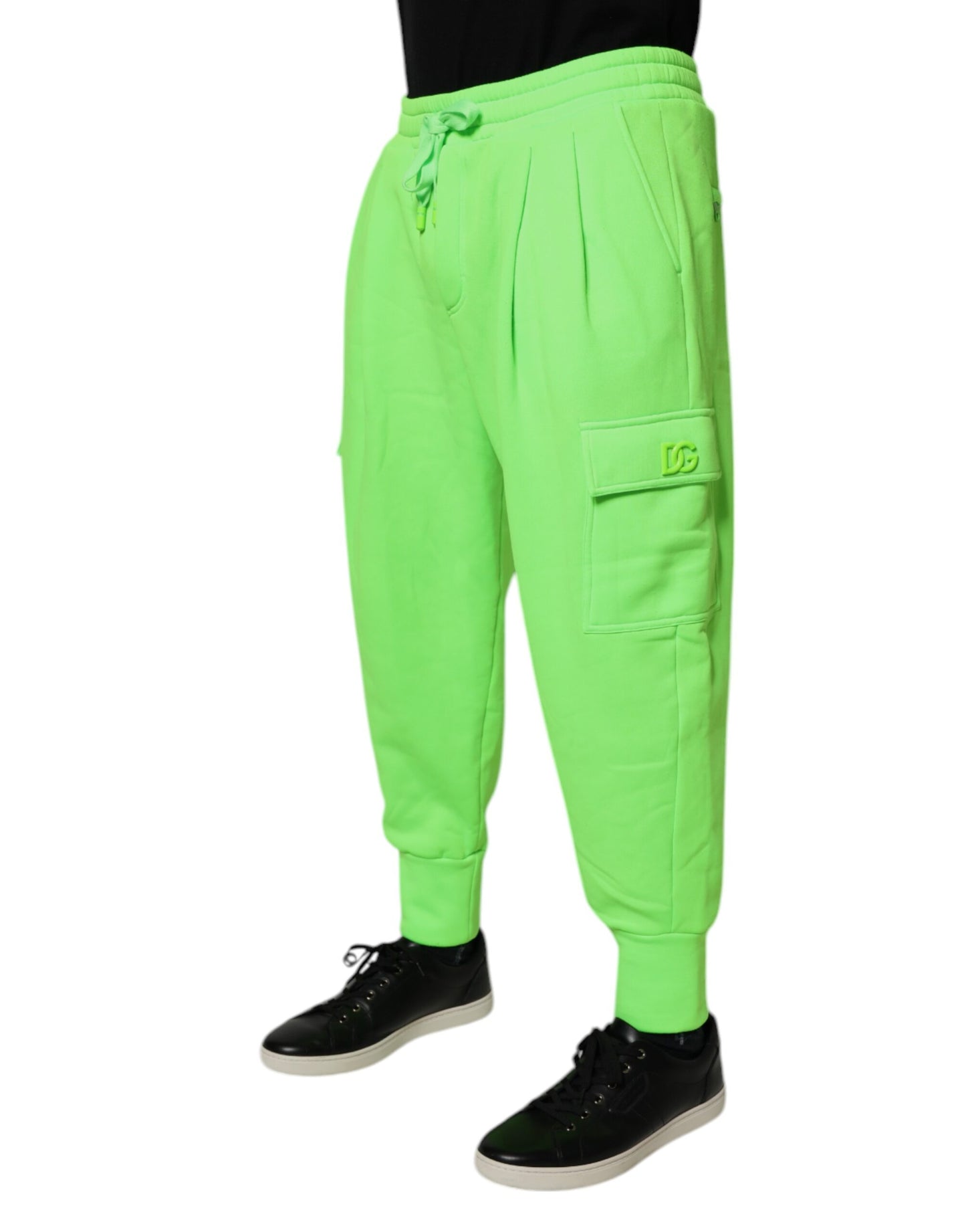 Dolce & Gabbana Pantaloni de trening cargo verde neon pentru bărbați