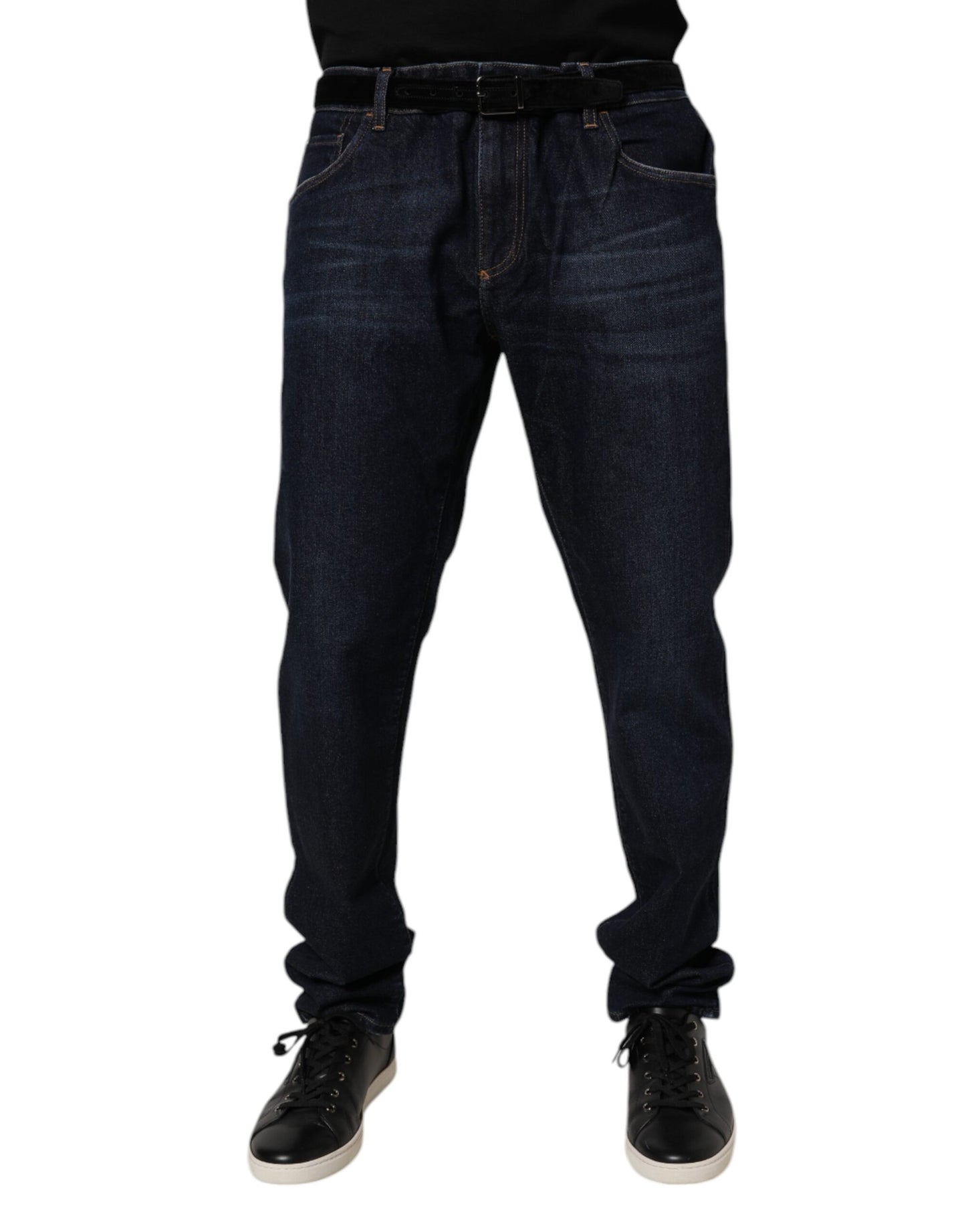 Blugi skinny din denim elastic albastru închis Dolce & Gabbana