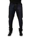 Blugi skinny din denim elastic albastru închis Dolce & Gabbana