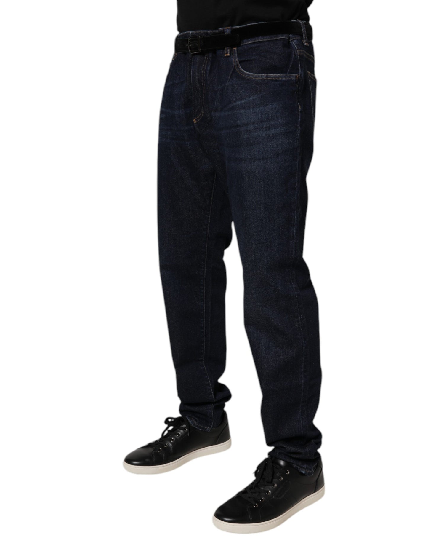 Blugi skinny din denim elastic albastru închis Dolce & Gabbana