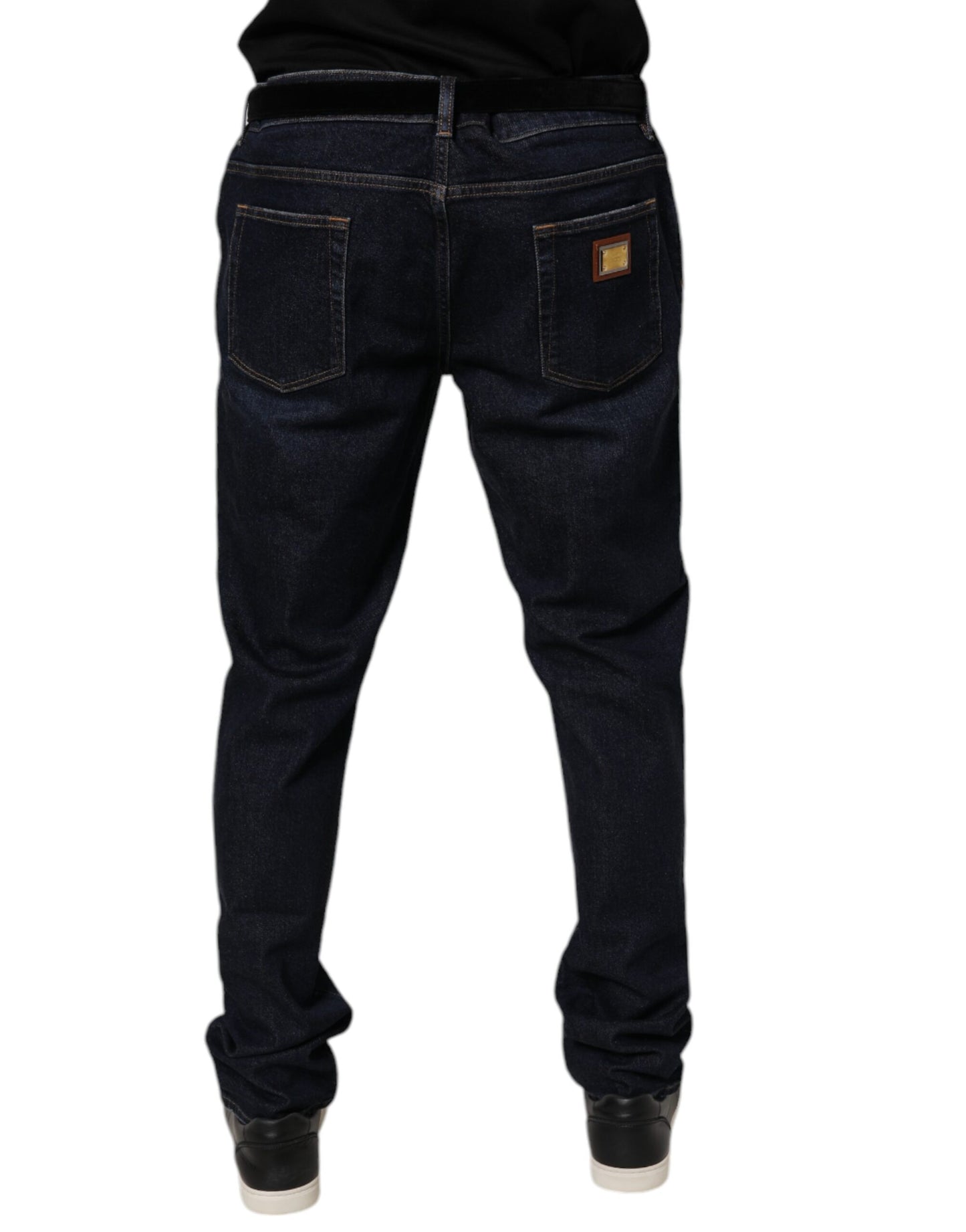 Blugi skinny din denim elastic albastru închis Dolce & Gabbana