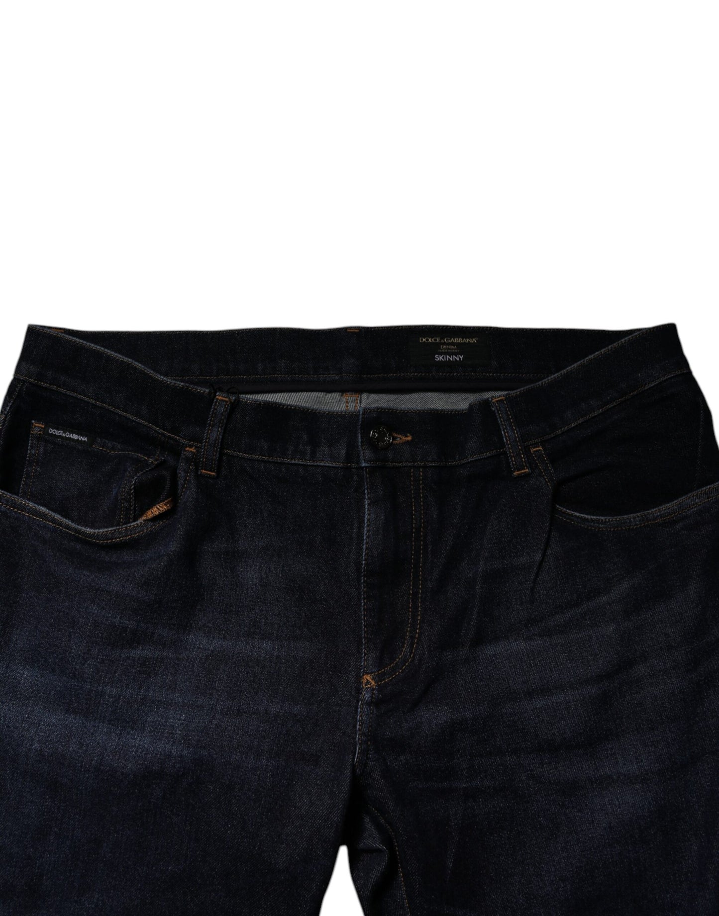 Blugi skinny din denim elastic albastru închis Dolce & Gabbana