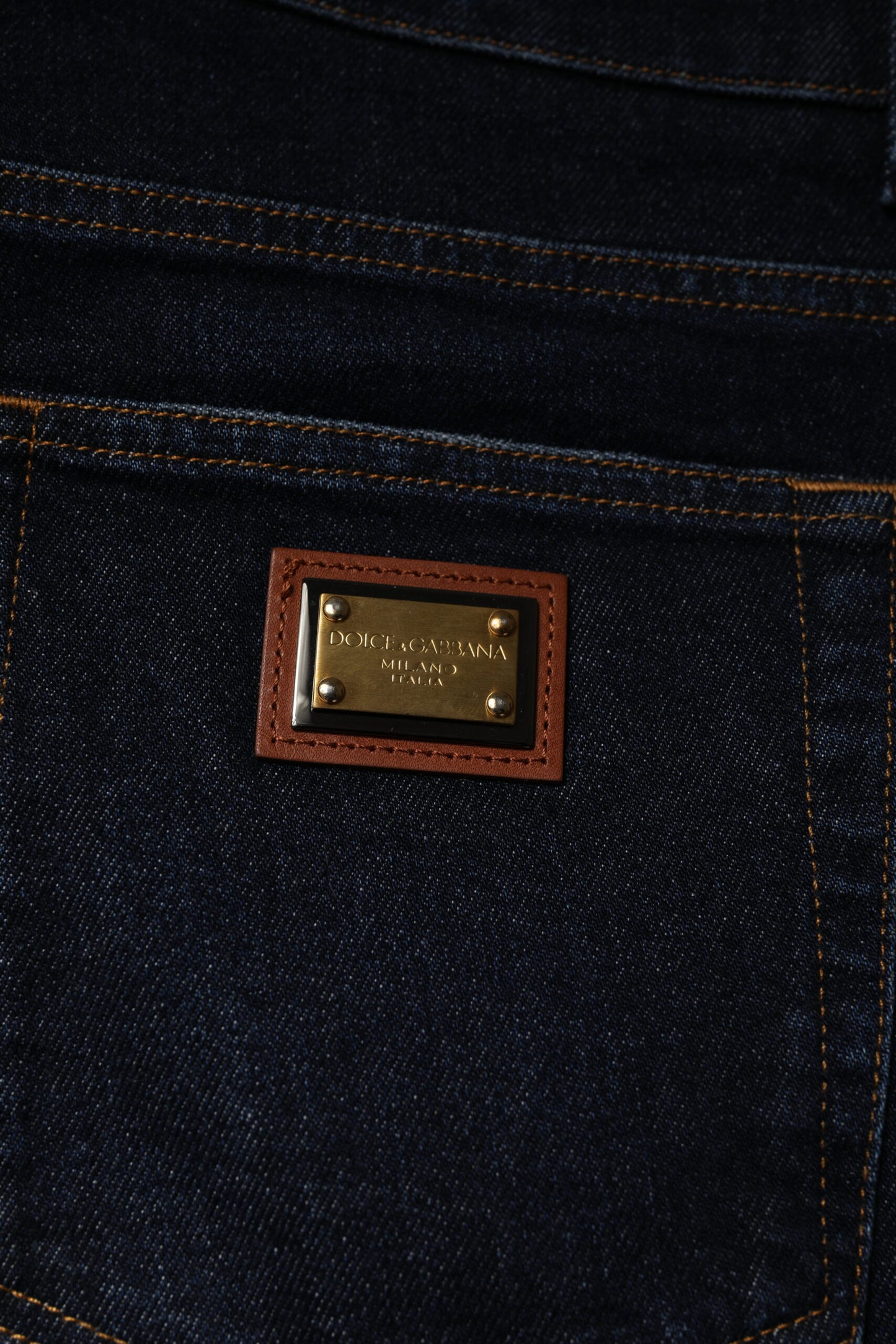 Blugi skinny din denim elastic albastru închis Dolce & Gabbana