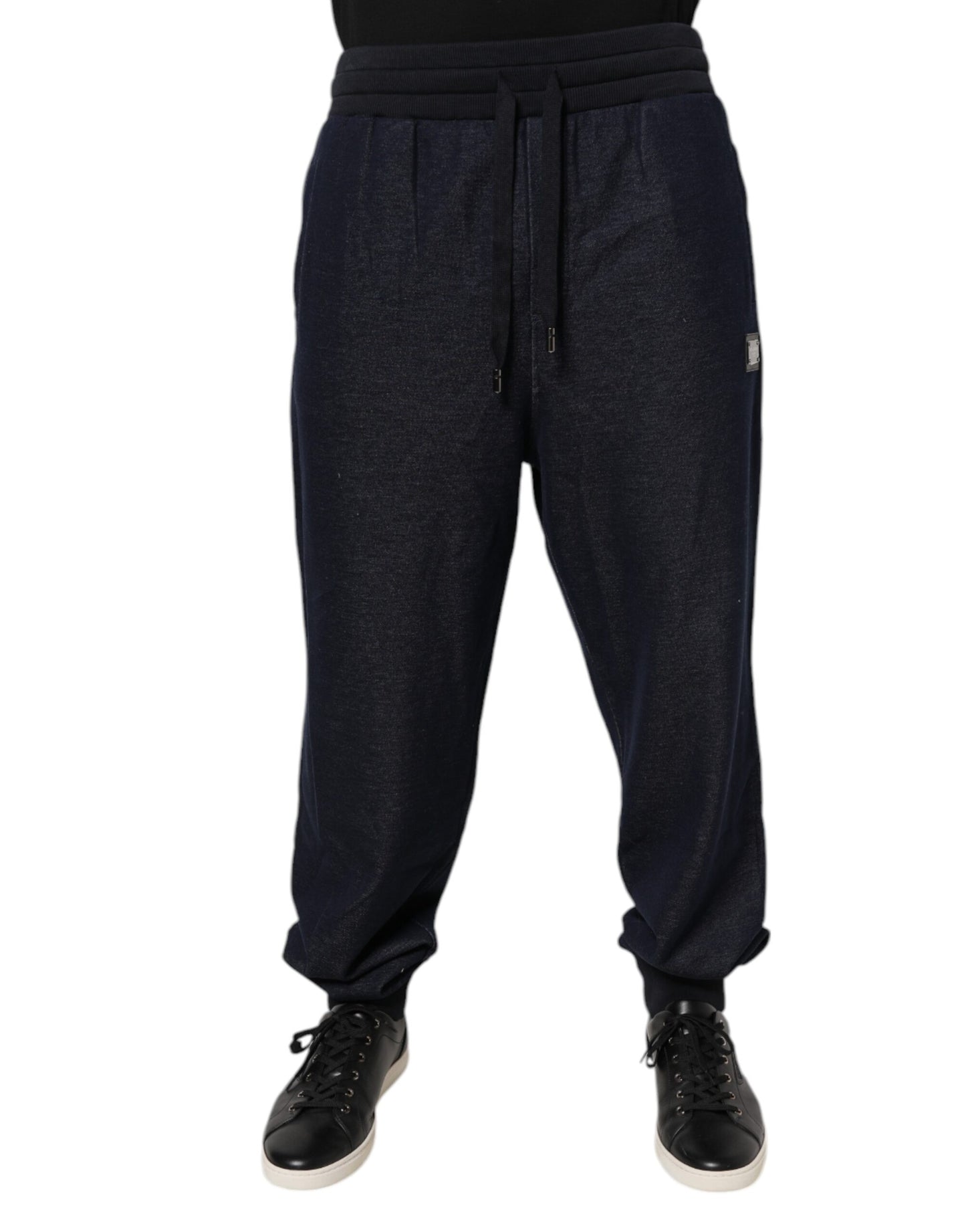Dolce & Gabbana Pantaloni sport negri jacquard pentru bărbați