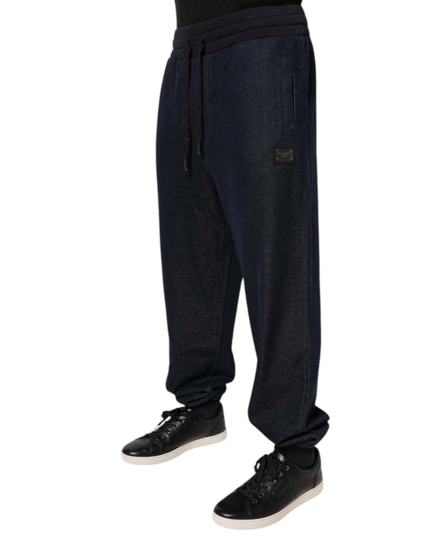 Dolce & Gabbana Pantaloni sport negri jacquard pentru bărbați