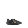 Valentino Garavani Black Calf Leather Bos Taurus Low Top Sneakers