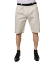 Pantaloni scurți Dolce & Gabbana din bumbac elastic bej cu talie medie