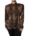 Dolce & Gabbana Brown Leopard Silk Button Down Coat Jacket