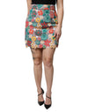 Dolce & Gabbana Multicolor Floral Lace High Waist Mini Skirt