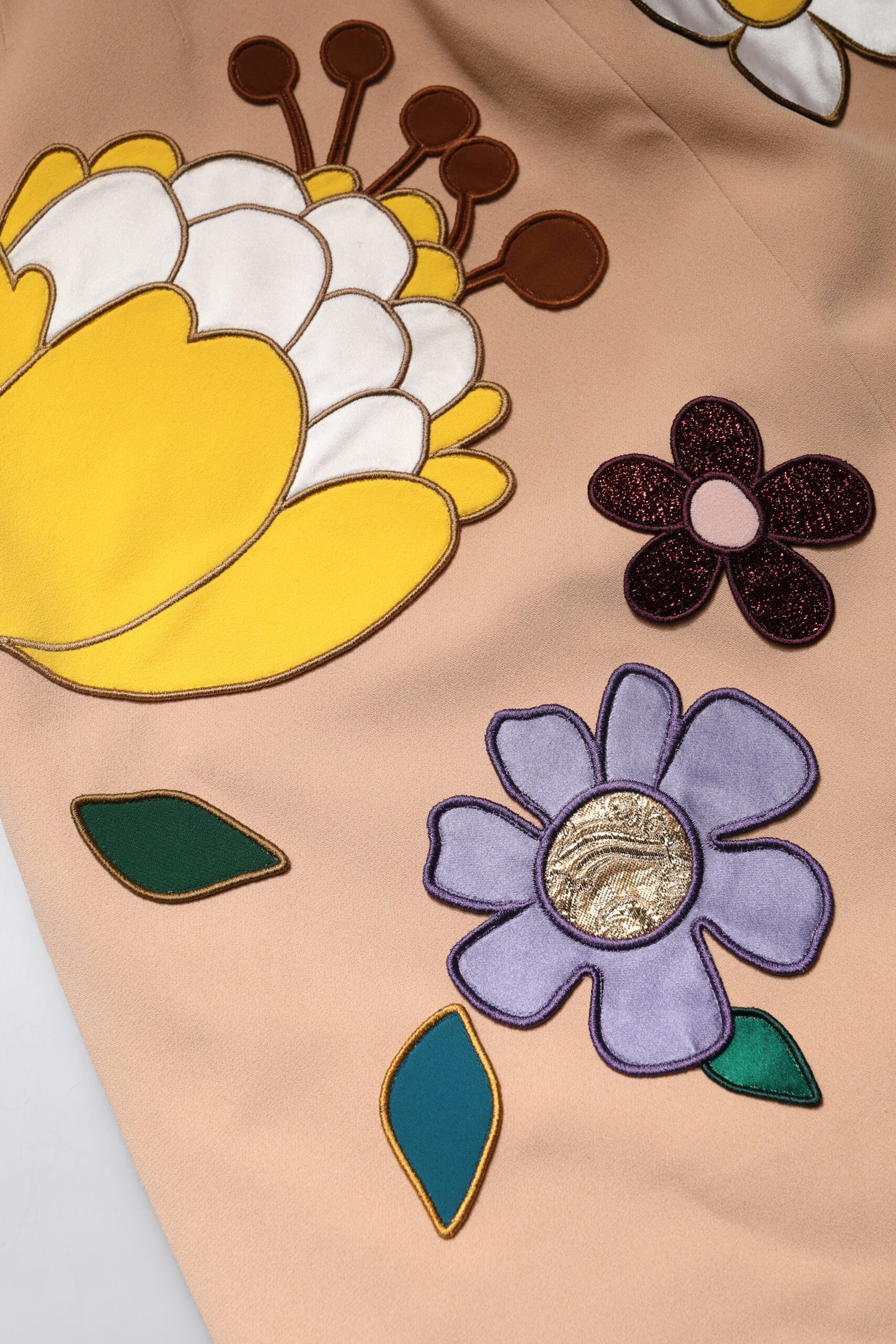 Fustă creion cu talie înaltă și imprimeu floral bej Dolce & Gabbana