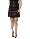 Dolce & Gabbana Multicolor High Waist Tartan Tweed Pencil Cut Skirt