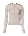 Dolce & Gabbana Beige Silk Button Down Cardigan Sweater