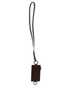 Dolce & Gabbana Brown Calf Leather Lanyard Logo Card Holder Wallet