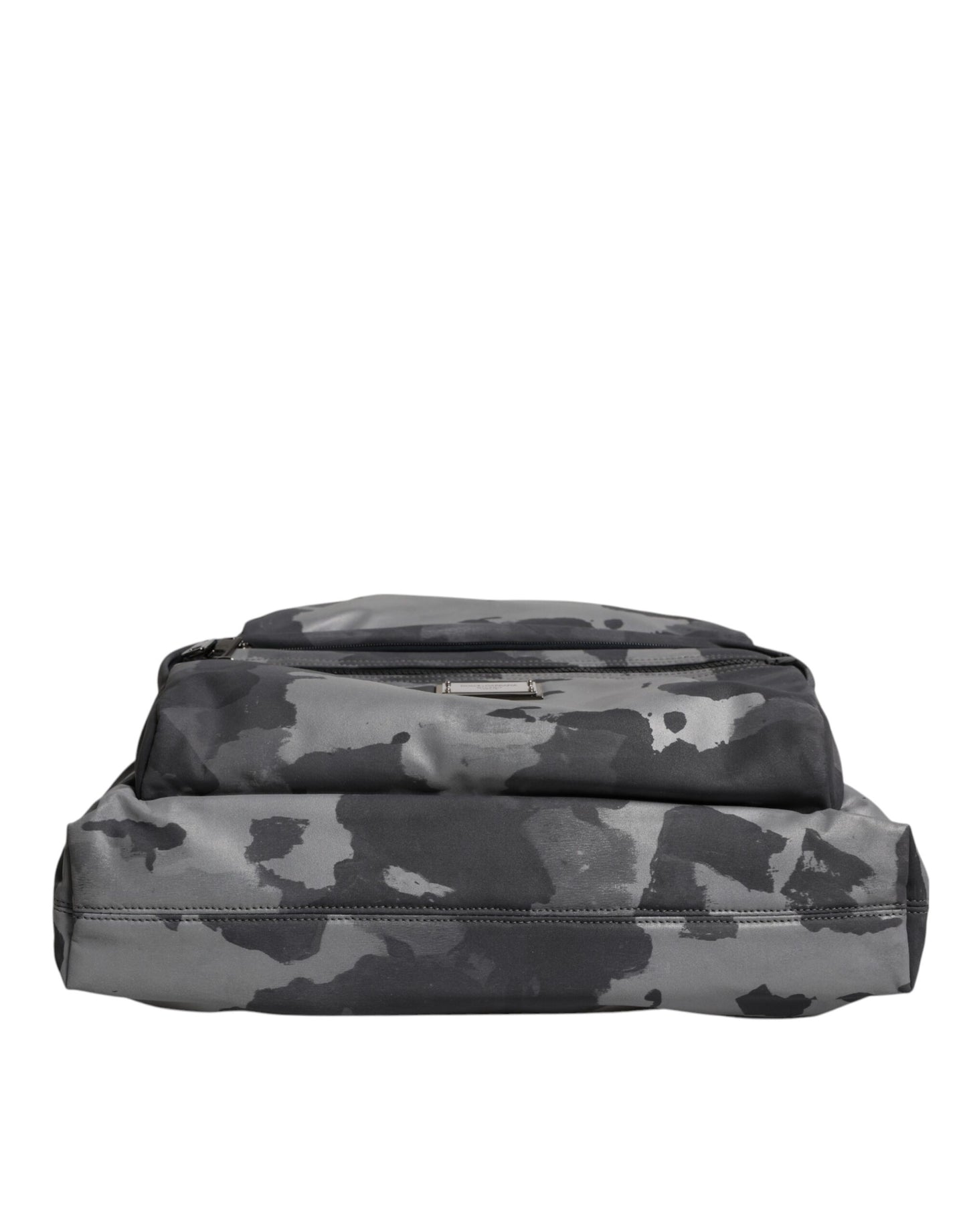 Geantă Dolce & Gabbana neagră cu curea de umăr și placă cu logo camuflaj