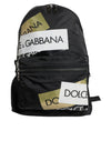 Dolce & Gabbana Black Logo Tape Polyamide School Travel Backpack Bag