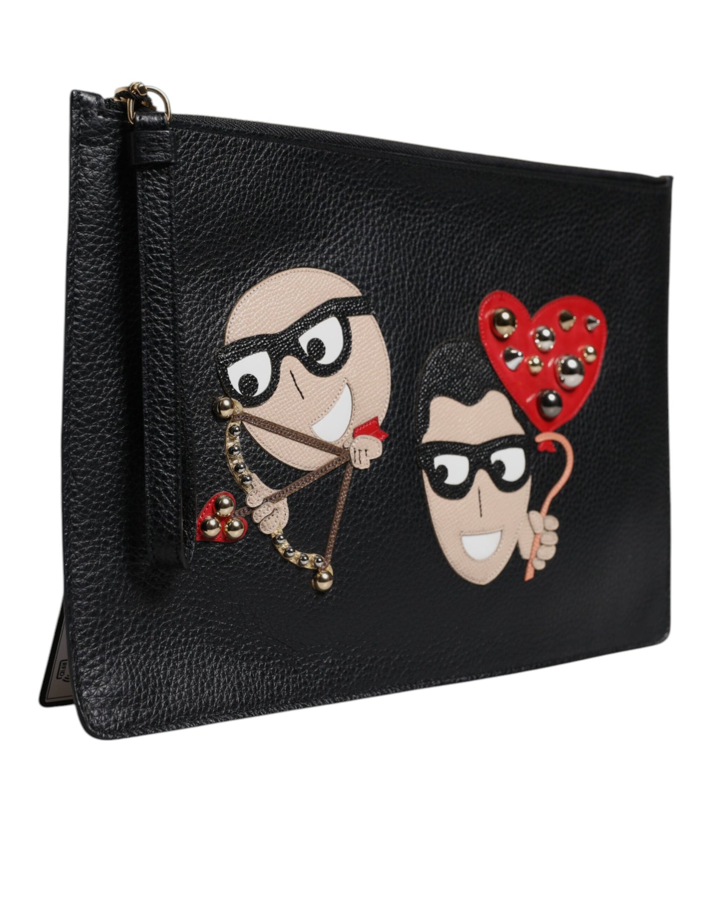 Dolce & Gabbana Black #DGFamily Embellished Leather Clutch Bag
