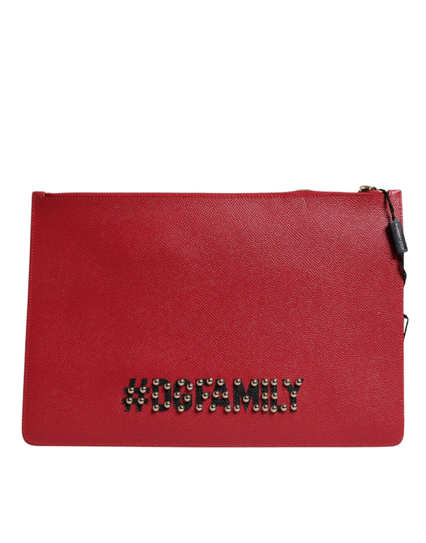 Dolce & Gabbana Red #DGFamily Embellished Leather Clutch Bag
