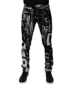 Dolce & Gabbana Black Cotton Logo Print Skinny Denim Jeans