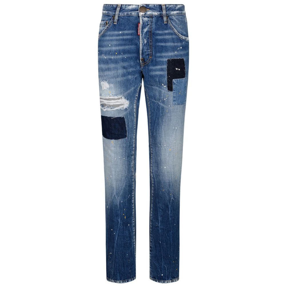 Blugi slim fit Dsquared² albaștri din bumbac pentru bărbați