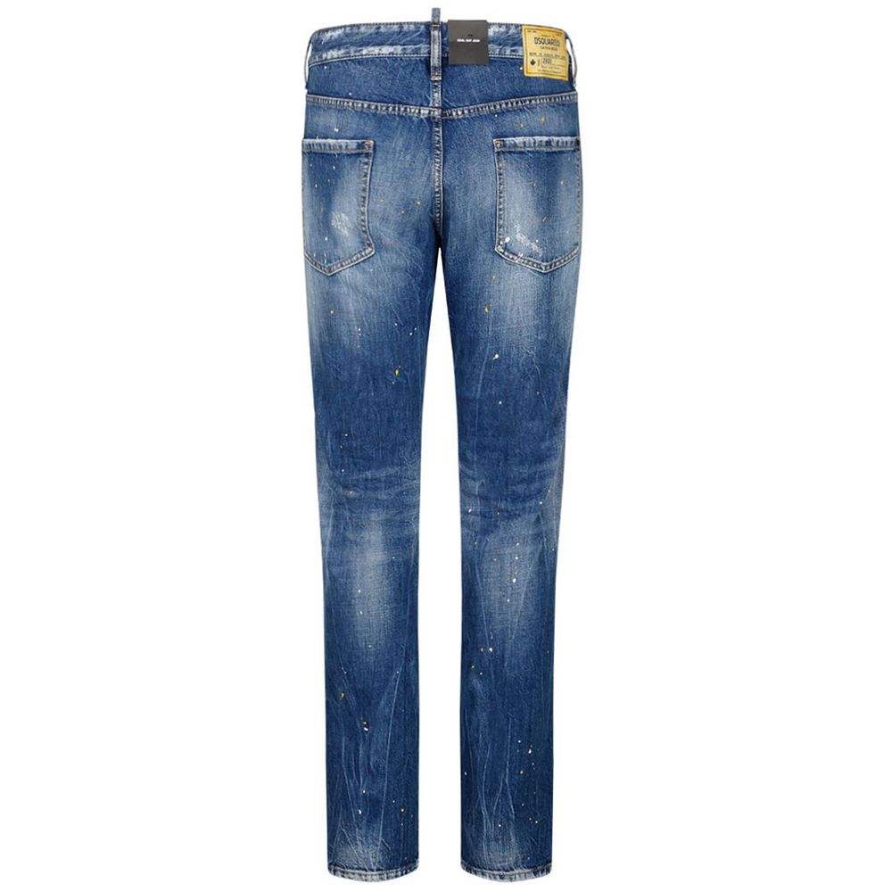 Blugi slim fit Dsquared² albaștri din bumbac pentru bărbați