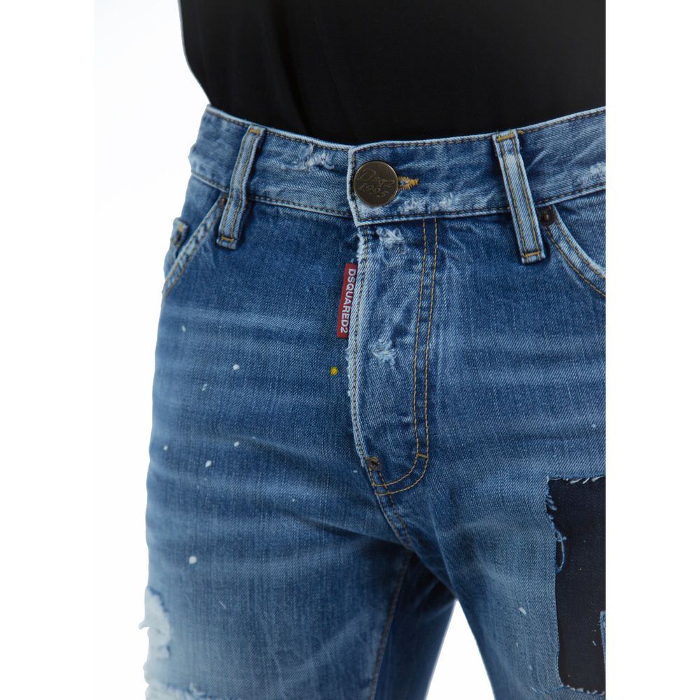 Blugi slim fit Dsquared² albaștri din bumbac pentru bărbați