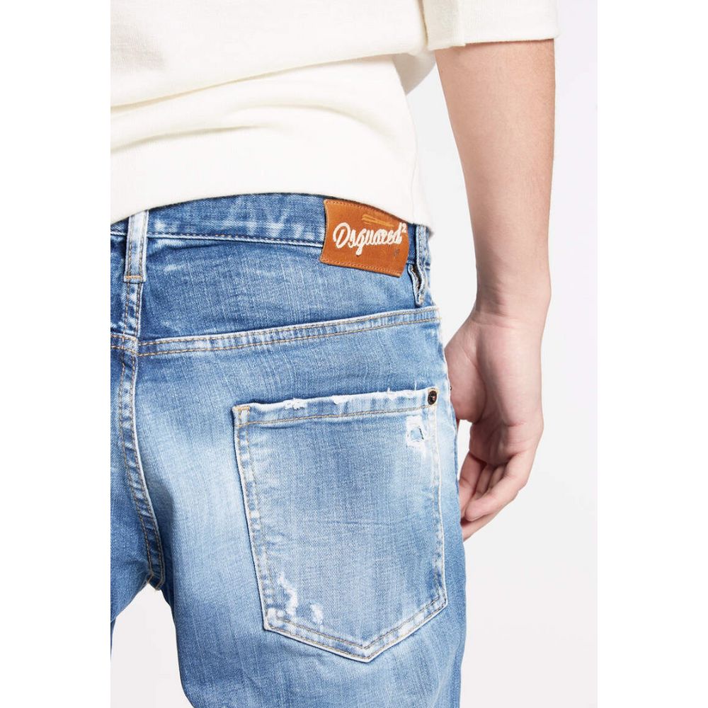Blugi Dsquared² albaștri din bumbac pentru bărbați, croială slim