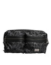 Dolce & Gabbana Black Gray Leopard DG Logo Belt Waist Fanny Pack Bag