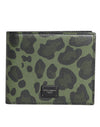 Dolce & Gabbana Black Green Leather DG Plaque Bifold Card Holder Wallet