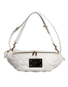 Dolce & Gabbana White Quilted Logo Plaque Belt Waist Fanny Pack Bag