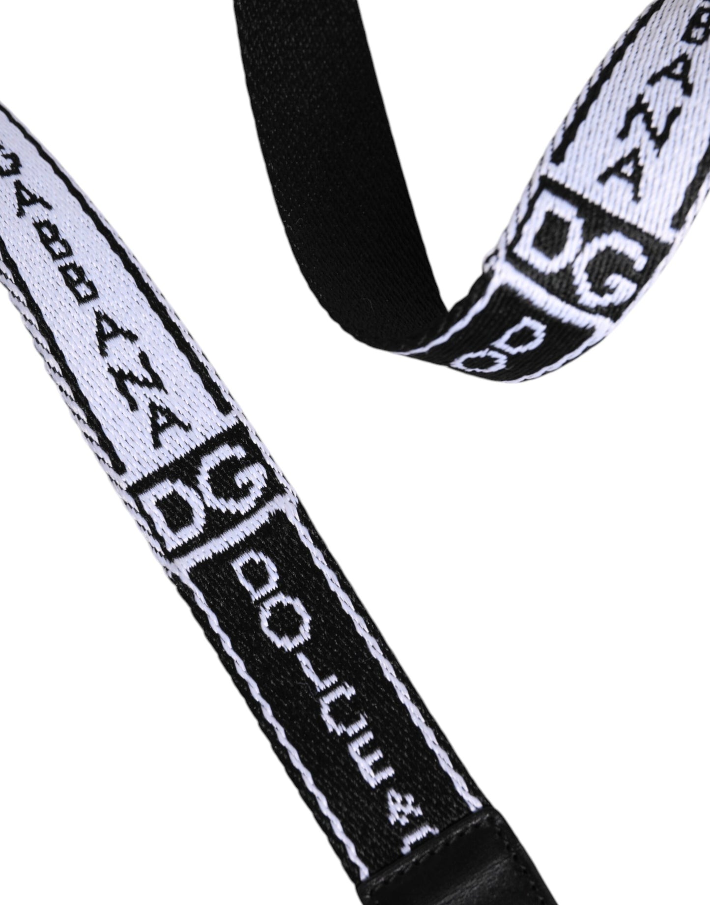 Curea Dolce & Gabbana cu cataramă din metal imprimat cu logo negru și alb