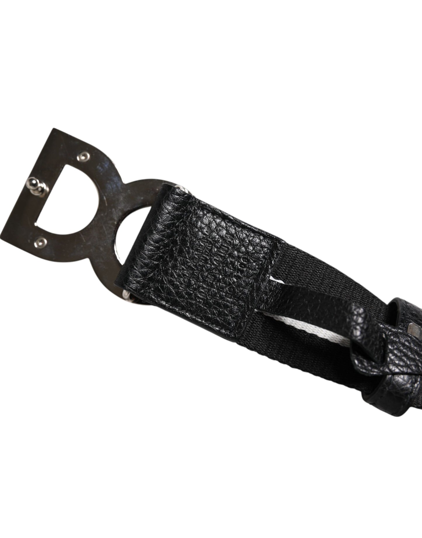 Curea Dolce & Gabbana cu cataramă din metal imprimat cu logo negru și alb